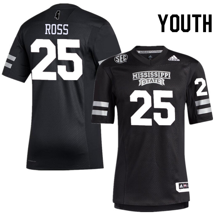 Youth #25 Marcus Ross Mississippi State Bulldogs College Football Jerseys Stitched-Black